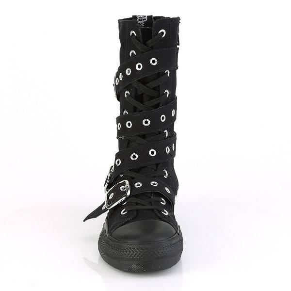 Demonia Women's Deviant-204 Sneakers Boots - Black Canvas D5392-16US Clearance